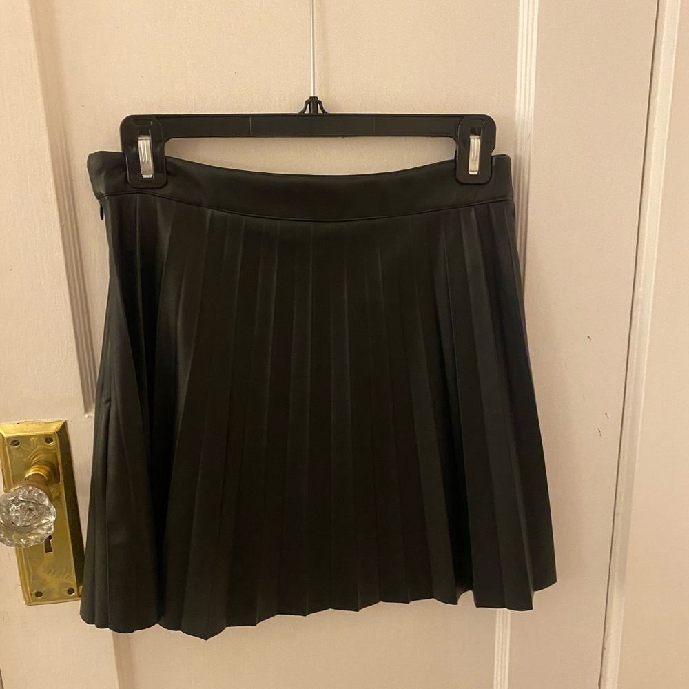 Steve Madden Pleated Leather Mini Skirt
